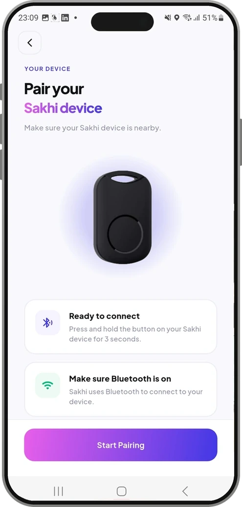 Pairing the Sakhi device in the app